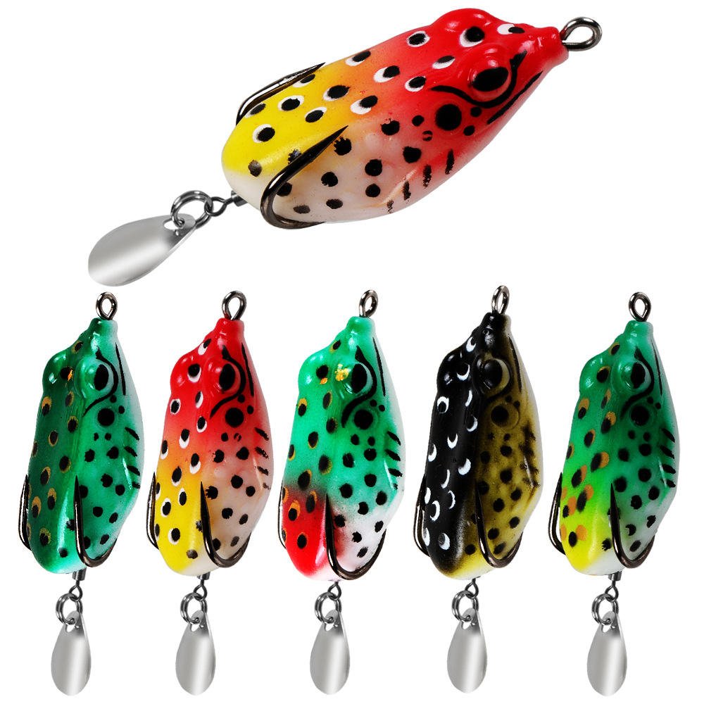FROG SMALL Soft 6g Mini Double Hooks Top Water Ray Artificial Bait Printed Plastic Fishing Lure for Carp Crucian Carp for Bottom Lake