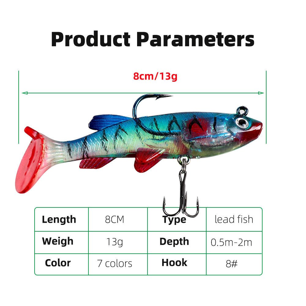 மீன் தூண்டில் Fish Soft Bait 8cm/13g Long-throw Sea Fishing, Freshwater Fishing, Warped Bass, Foreign Trade Spot - Image 2