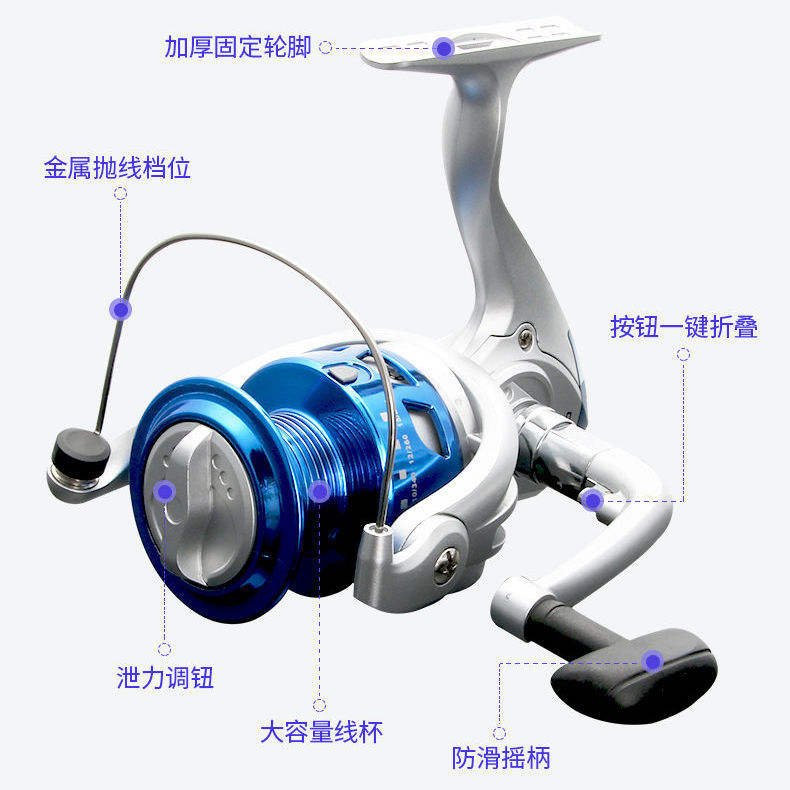 Best Selling High Speed Ultra Light (QS 7000) Telescopic Reel Set and Fresh Water Metal Fishing Rod Fishing Line Wheel