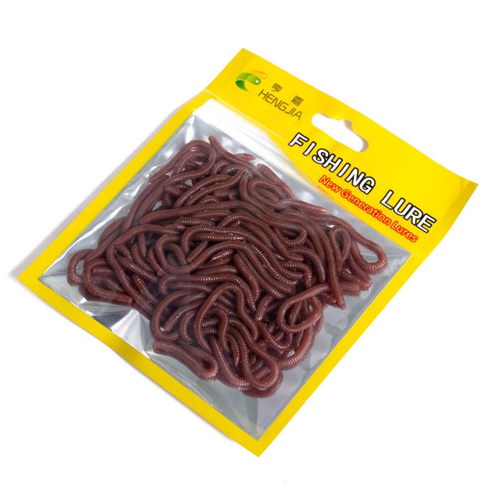 மண்புழு 8cm 50pcs/bag Artificial Soft Plastic Lifelike Earthworm Baits Worm Shape Fishing Lures